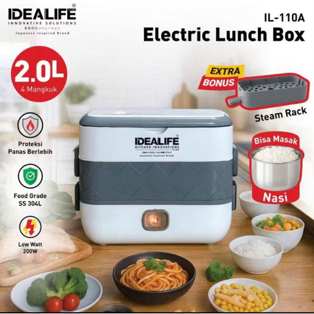 IDEALIFE Penghangat makanan elektrik 4 bowl