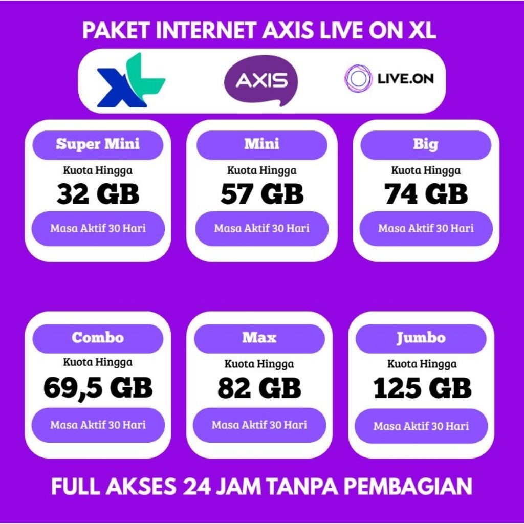 PROMO Paket Data Internet SUPER MURAH AXIS, LIVE ON, dan XL Resmi Bergaransi