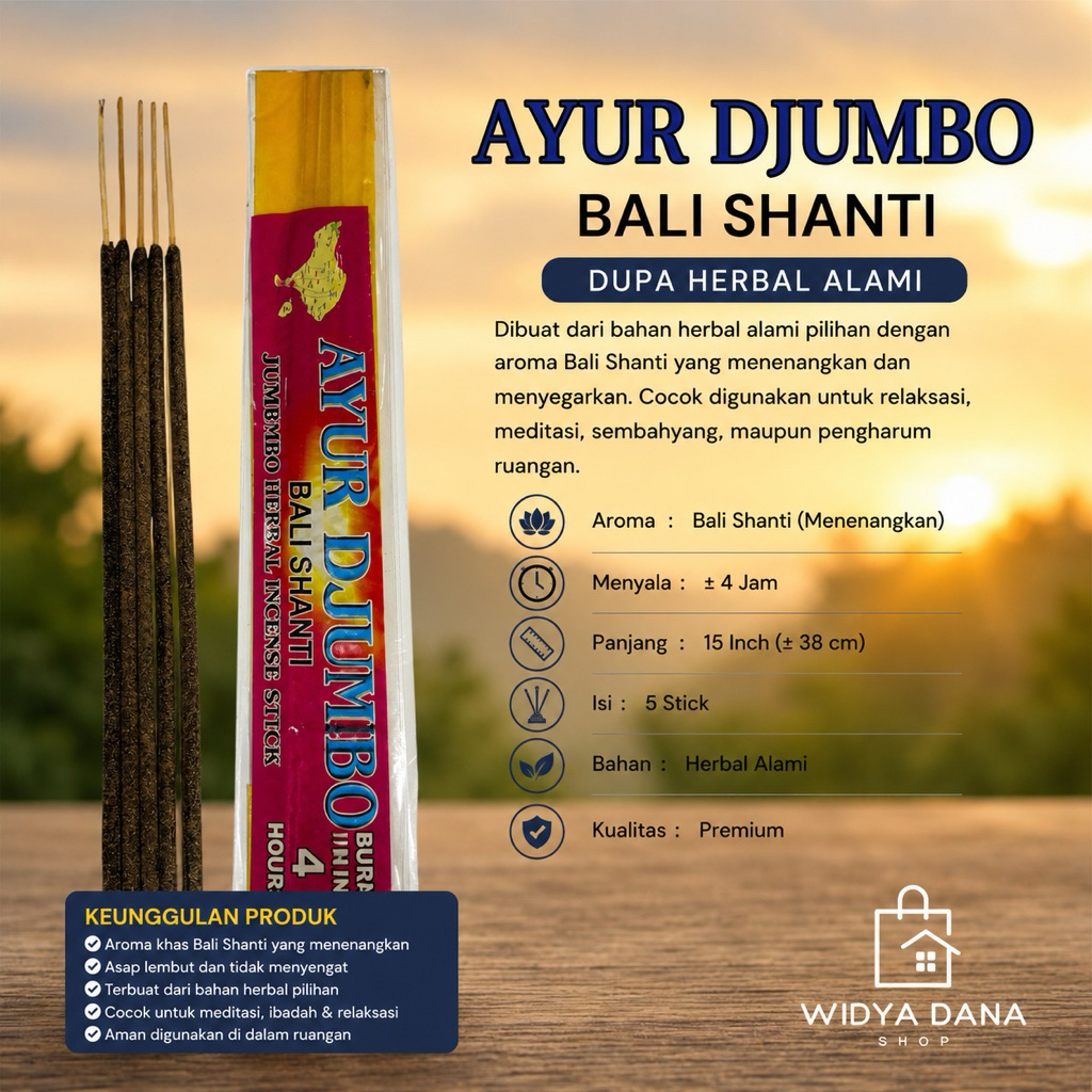 Dupa AYUR JUMBO BALI SHANTI 4 jam 1 pack