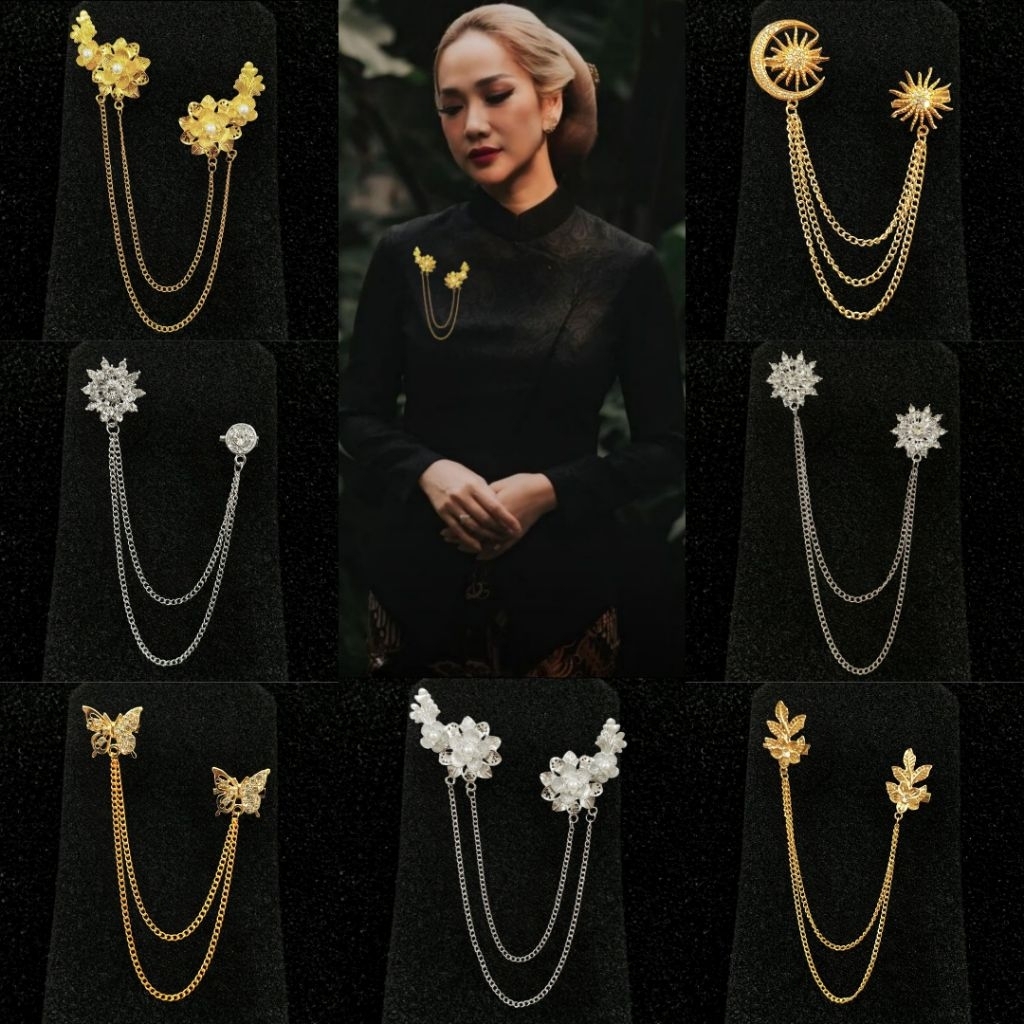 Bros Kebaya Kenari Jurai / Bros Bali / Bros Bunga / Bros Pin Rantai Jas Cewek & Cowok / Bros Pin Ran