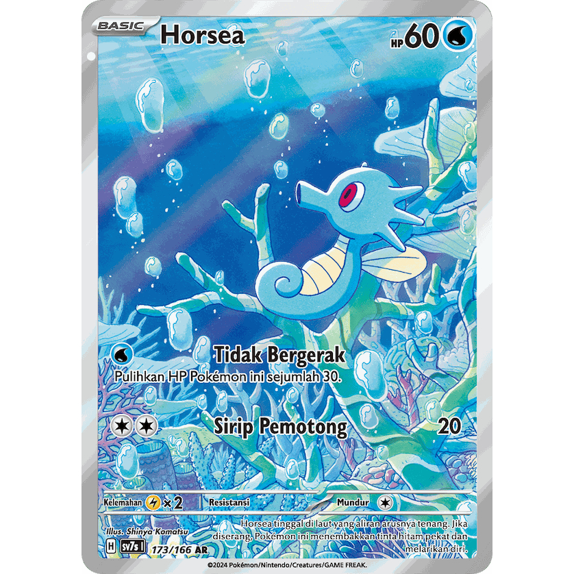TCG Horsea AR HOLO SV7s 173/166 KARTU CARD POKEMON INDONESIA