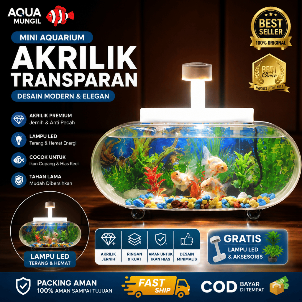Aquarium Mini Cupang Full Set Dengan Pompa Dan Aquarium Akrilik Fullset