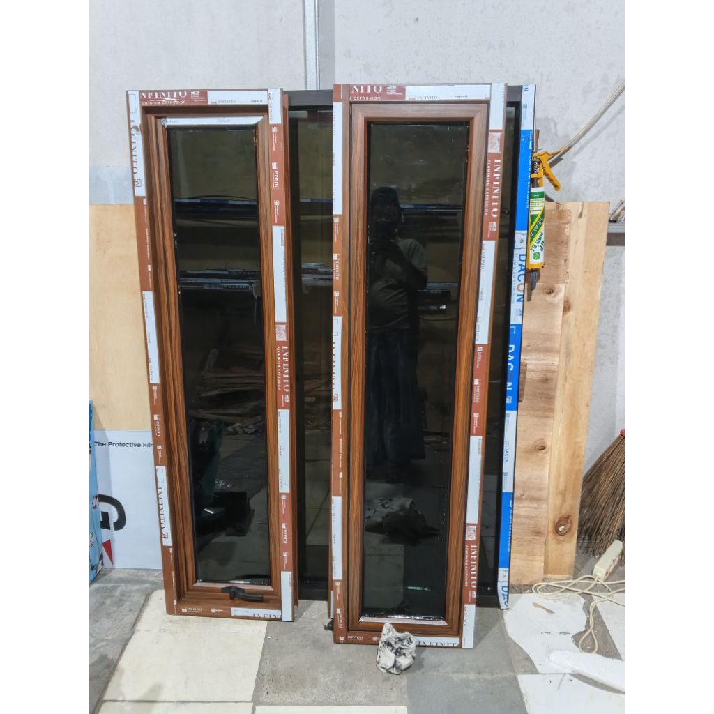 jual kusen jendela alumunium 3inc serat kayu jati ukuran T140.L40