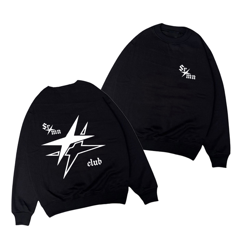 Crewneck Pria Hitam Gambar Oversize Distro Original Fleece