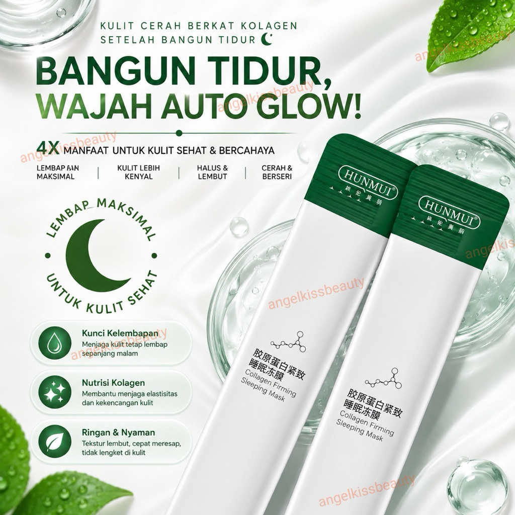 Hunmui Collagen Firming Sleeping Mask Shrink Pores Moisturizing and Tightening Mask Kolagen Pemutih 