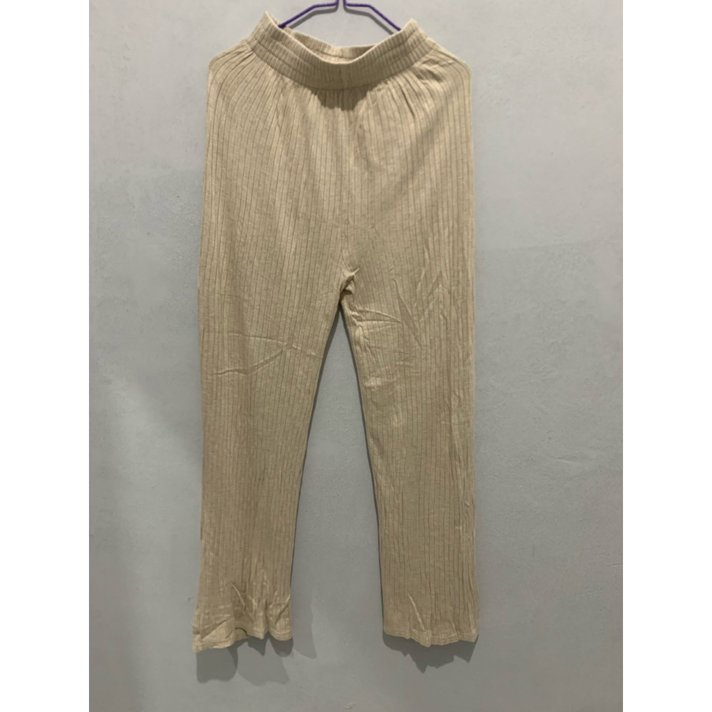Preloved Knit Loose Pants Cream