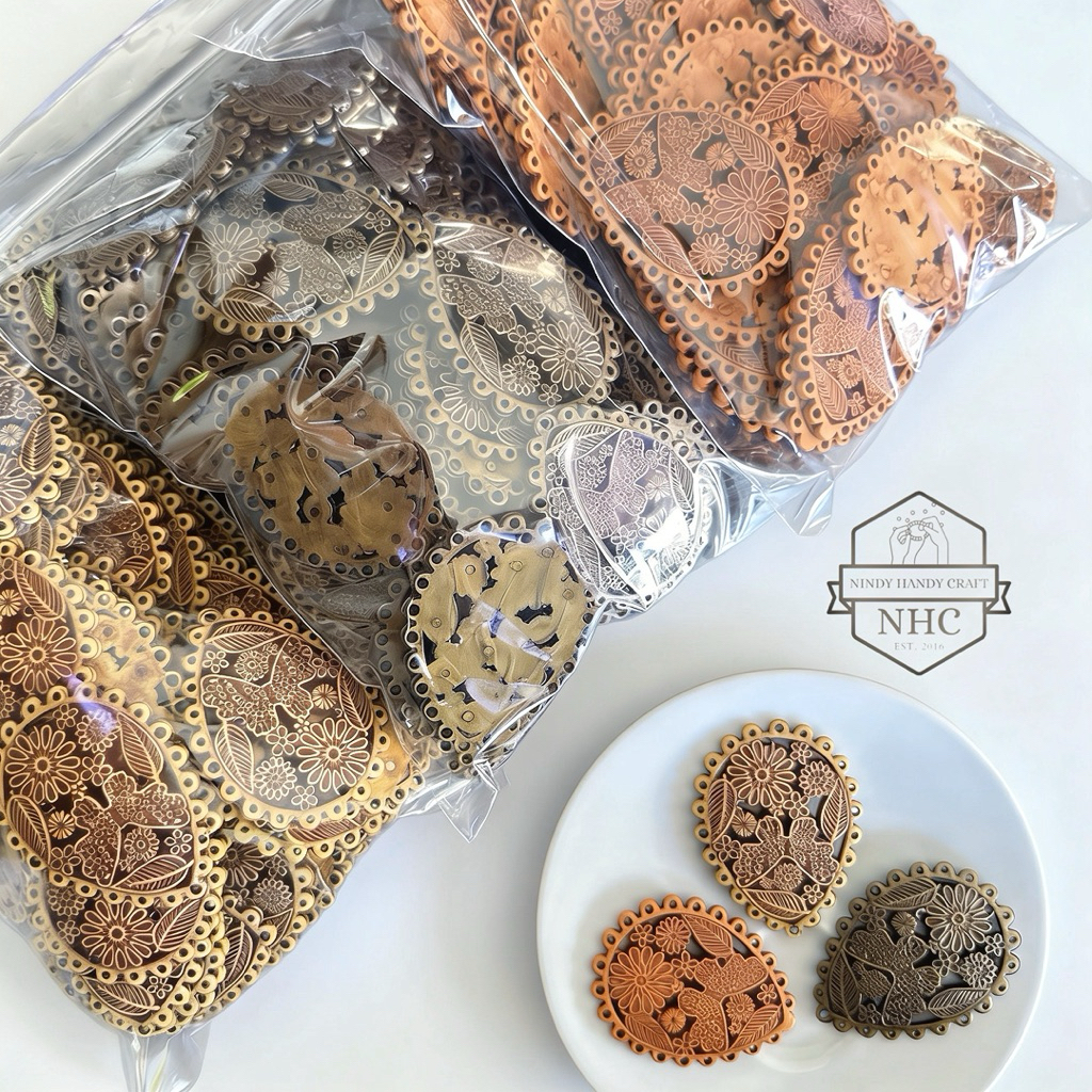 450gram Ornament Hias Bakaran Oval per PON - Atg Manik Bakaran - Manik Kayu Macrame