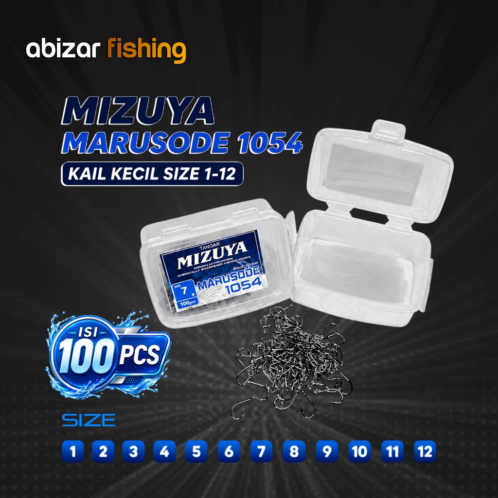 Kail Pancing Mizuya 1054 Marusode Size 1-12 Isi 100 Pcs Kail Kecil Tajam untuk Wader Nila Betok Ikan
