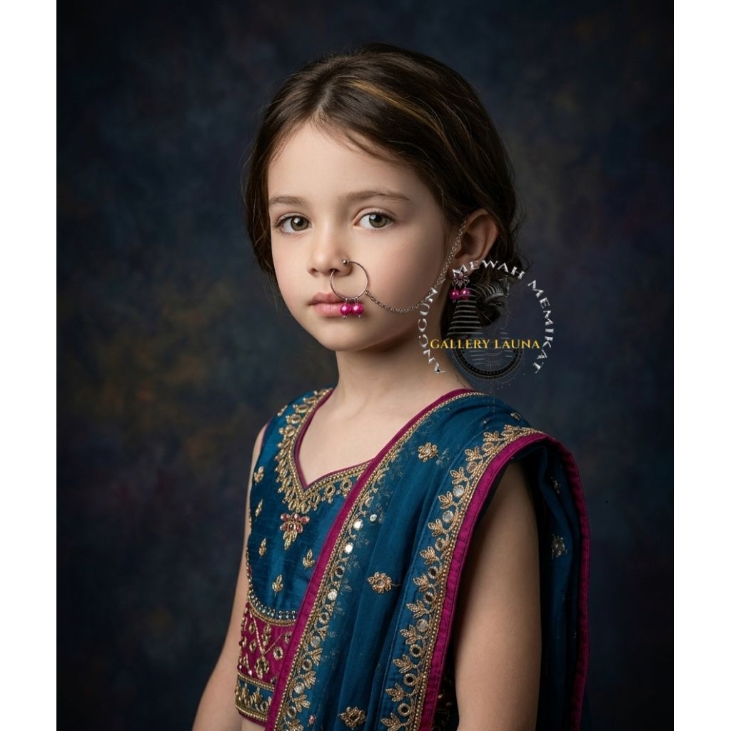 Anting hidung silver anak Nath Anting Hidung India anak 2 Mutiara Jurai Nath Jepit