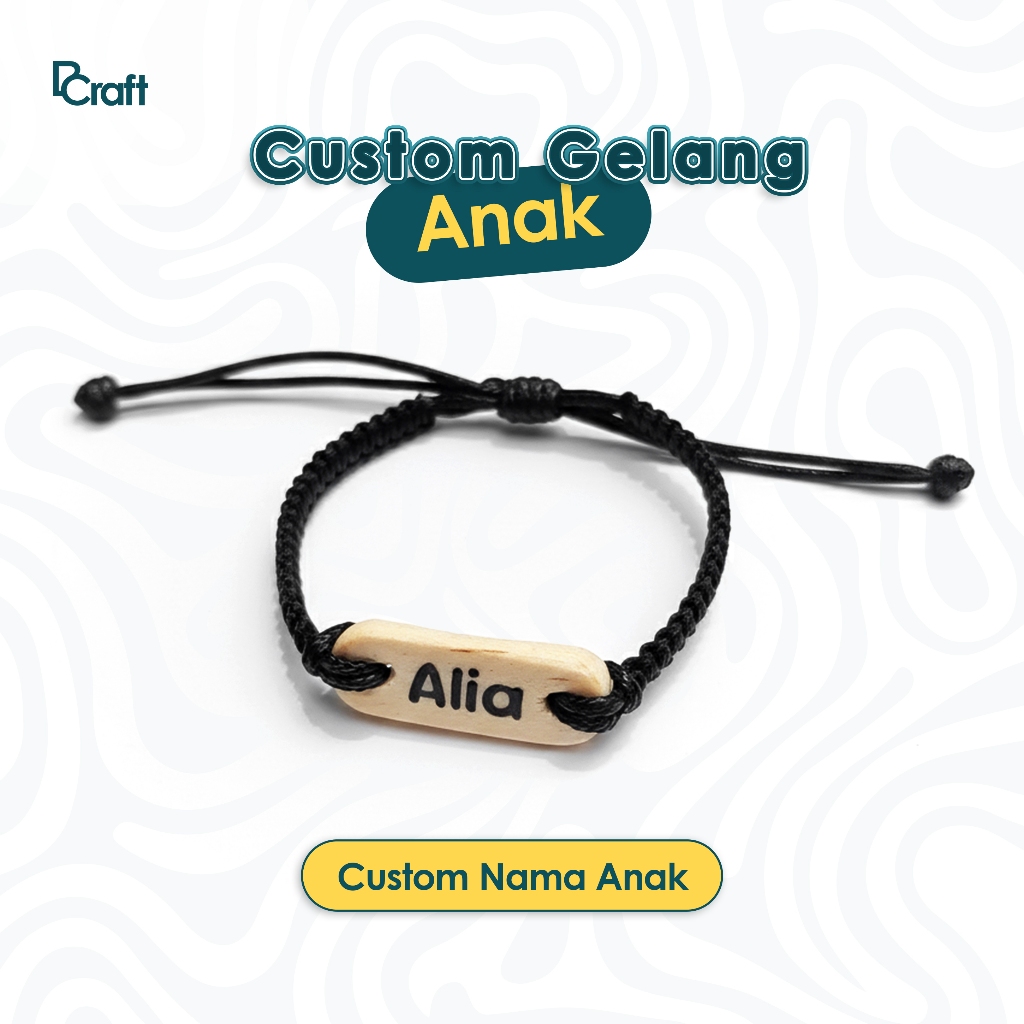 Makrame - Custom Nama Gelang Anak (6-12 Tahun) Custom Nama atau Kata Gelang Anak Tali
