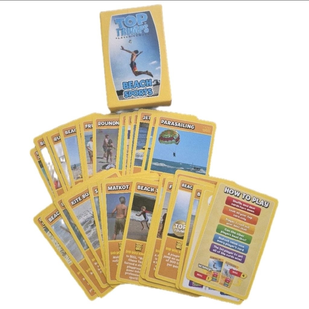 Mainan Kartu Top Trumps Beach Sports Card Game Play Discover Fun Fact Cards