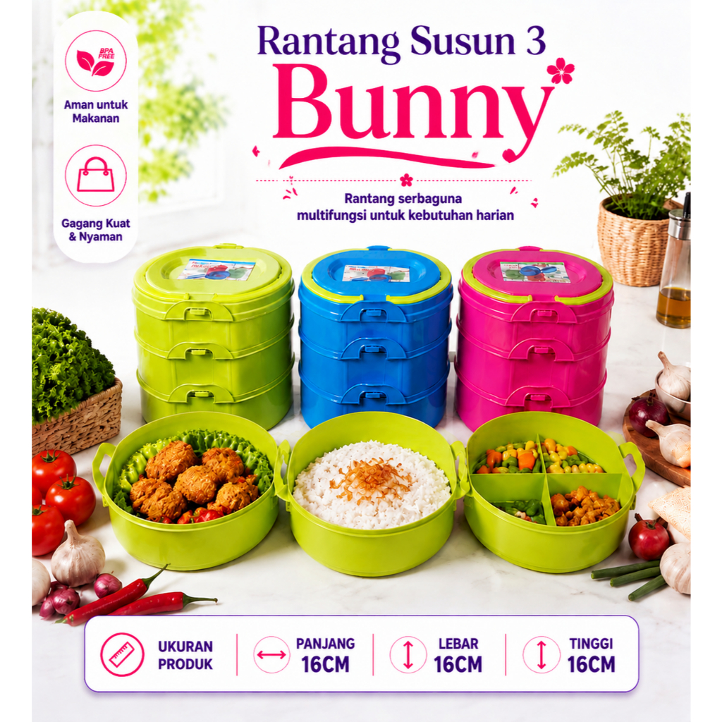 Rantang Susun 3 / Rantang hajatan susun 3 / Rantang  Susun 3 BUNNY