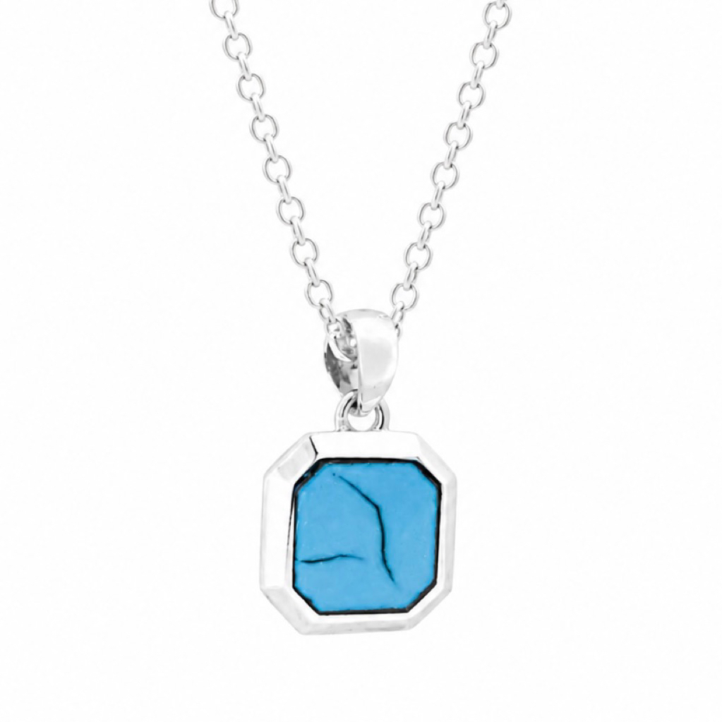 Liontin Perak Batu Turquoise Model Box Kecil Silver 925