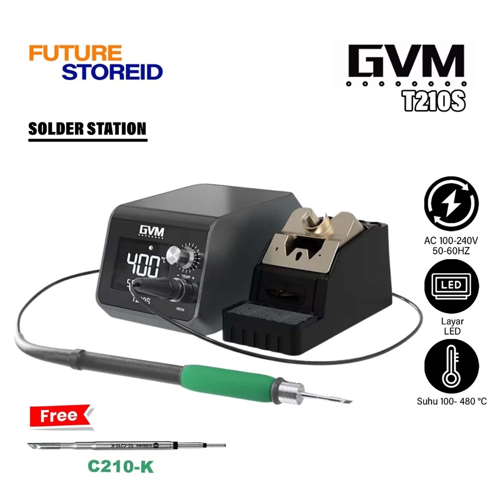 GVM T210S SOLDER STATION ORIGINAL - SOLDER LAYA LED LCD - SOLDER CEPAT PANAS TEKNISI PONSEL HANDPHON