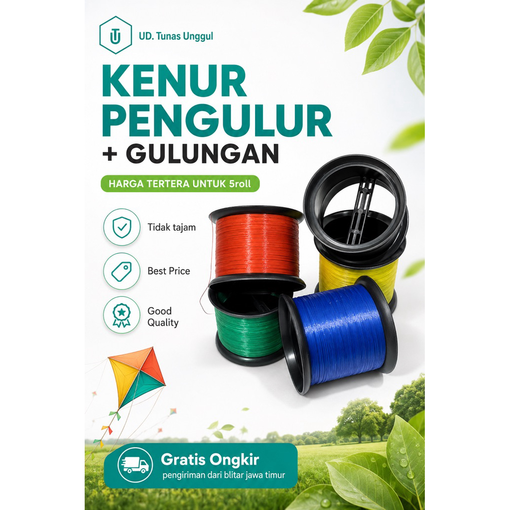 5pcs KENUR+GULUNGAN tidak tajam-SENAR PENGULU-Benang nilon layangan-kenur pengulur layangan