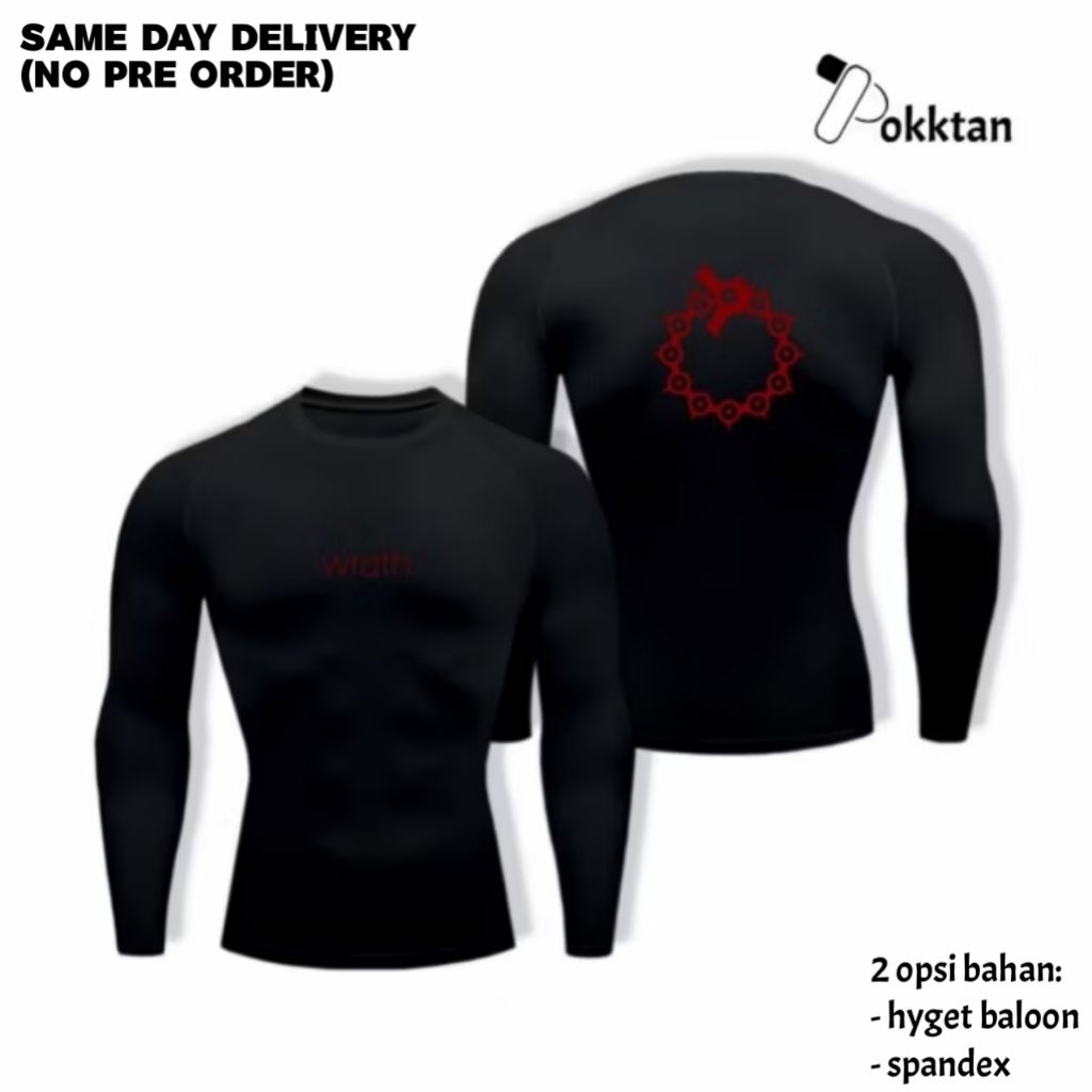 Kaos Olahraga Compression Shirt Long Sleeve Seven Deadly Sins Meliodas / Kaos Olahraga Kompresi Keta
