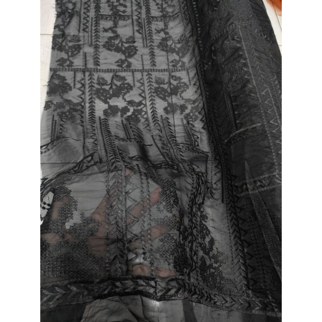 kain organza bordir meteran - harga/0,5m  - kain organza bordir bunga timbul - kain organza bordir p