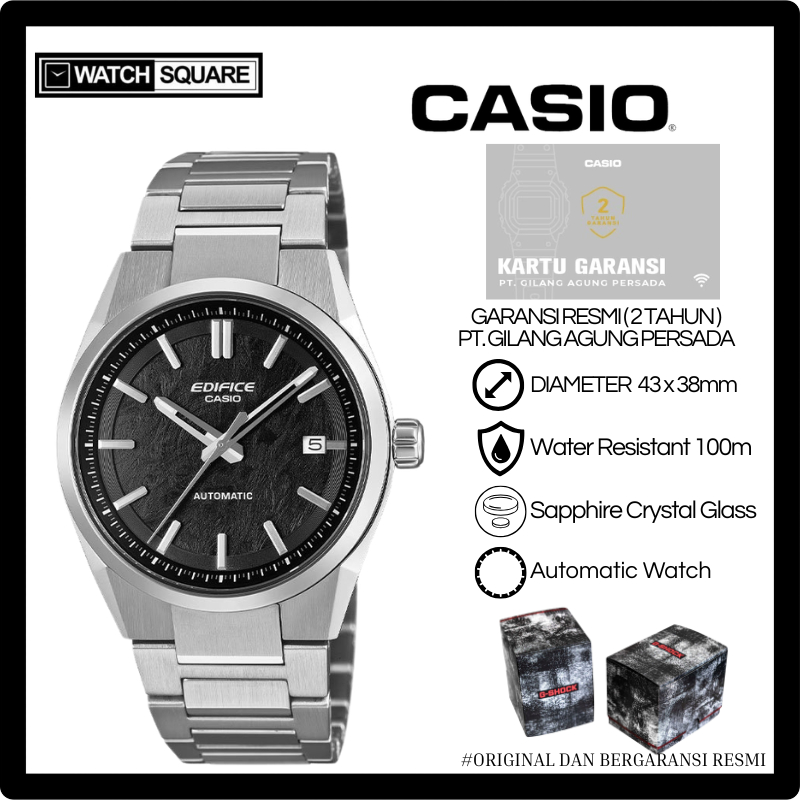 Jam Tangan Pria Casio Edifice EFK-110D-1A Automatic Black Dial Stainless Steel Strap