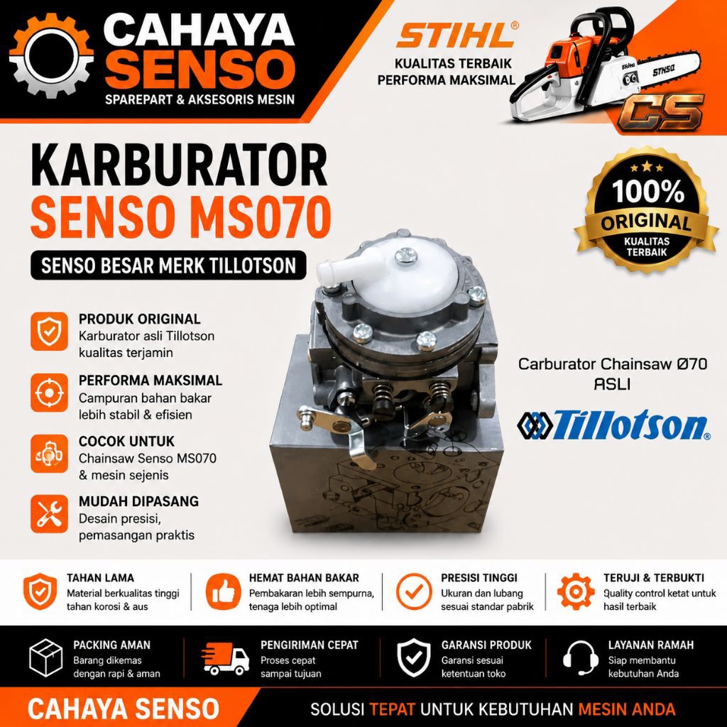 KARBURATOR SENSO MS070 SENSO BESAR MERK TILLOTSON SENSO GERGAJI KAYU