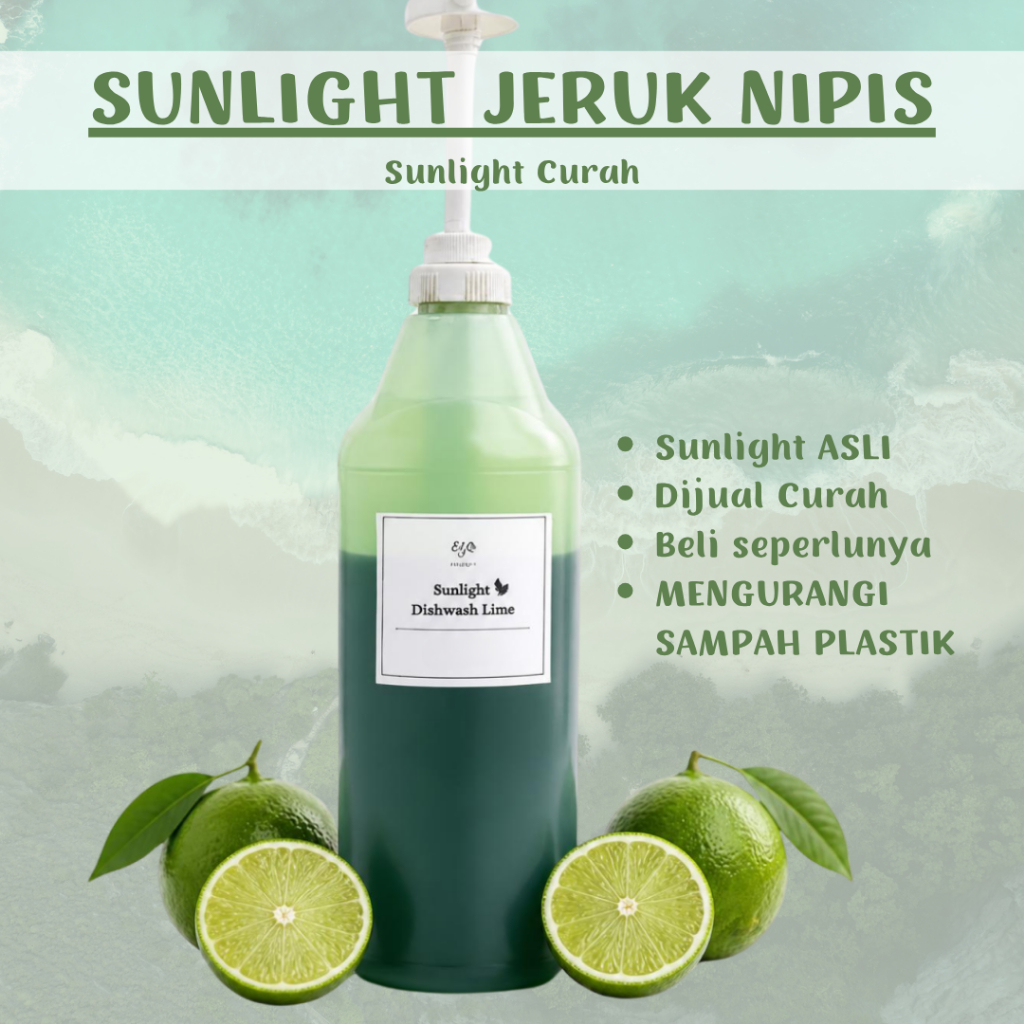 SUNLIGHT SABUN CUCI PIRING- Dijual curah Beli seperlunya. ECO FRIENDLY reducing Small plastik. 500ml