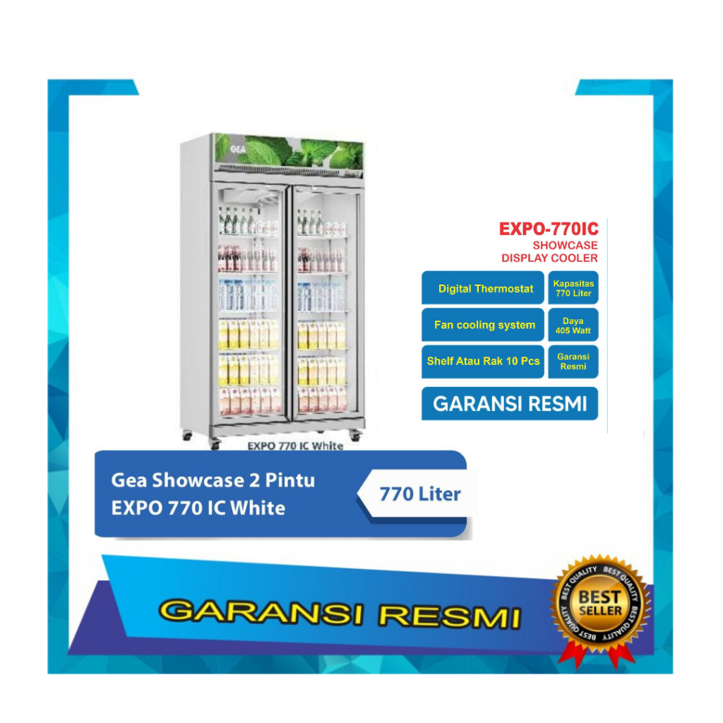 Showcase GEA EXPO-770IC WHITE Display Cooler / EXPO 770 IC WHITE / Kulkas Showcase 2 pintu Kulkas Fa