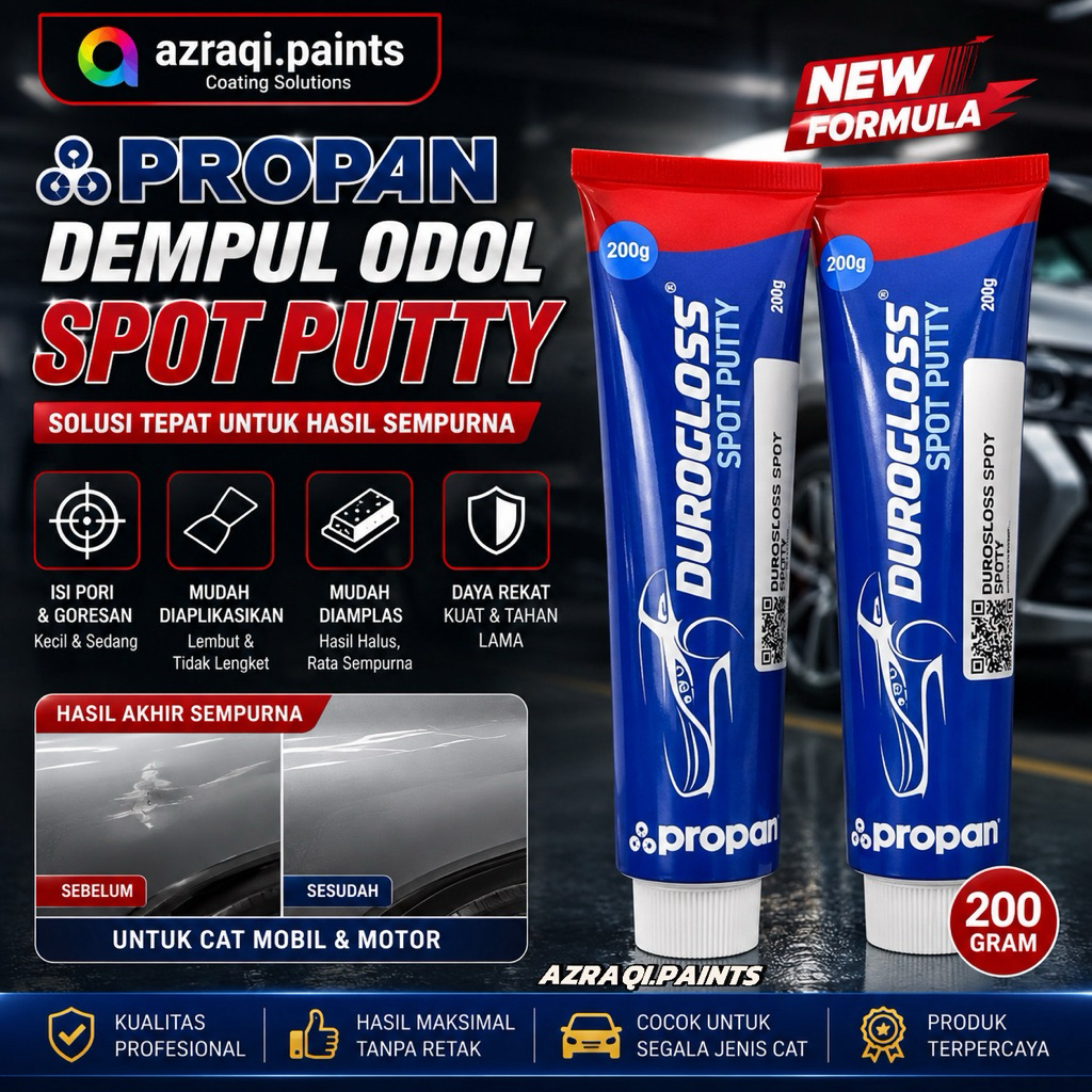 PROPAN DEMPUL SPOT PUTTY DUROGLOSS ( 200 GRAM ) DEMPUL INSTAN MOBIL DAN MOTOR