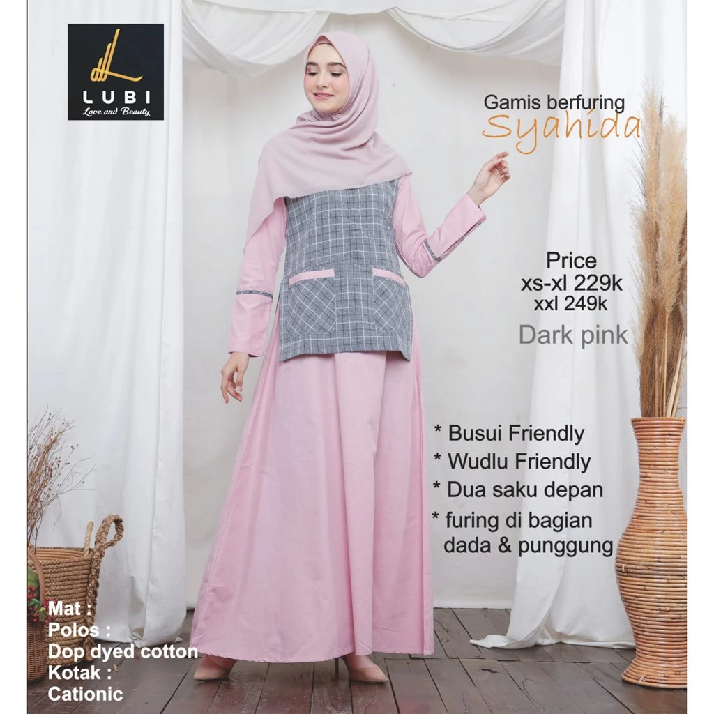 GAMIS SYAHIDA LUBI DARK PINK