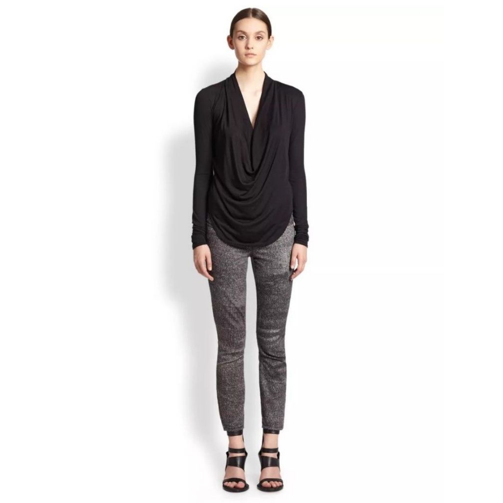 Helmut Lang Gray Woven Print Stretch Legging Skinny Jeans