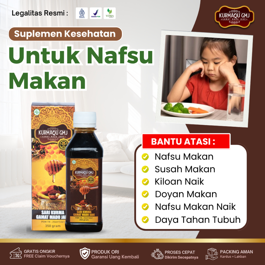 Kurmaqu GMJ - Madu Penambah Nafsu Makan, Penggemuk Badan, Doyan Makan, Kiloan Naik, Daya Tahan Tubuh