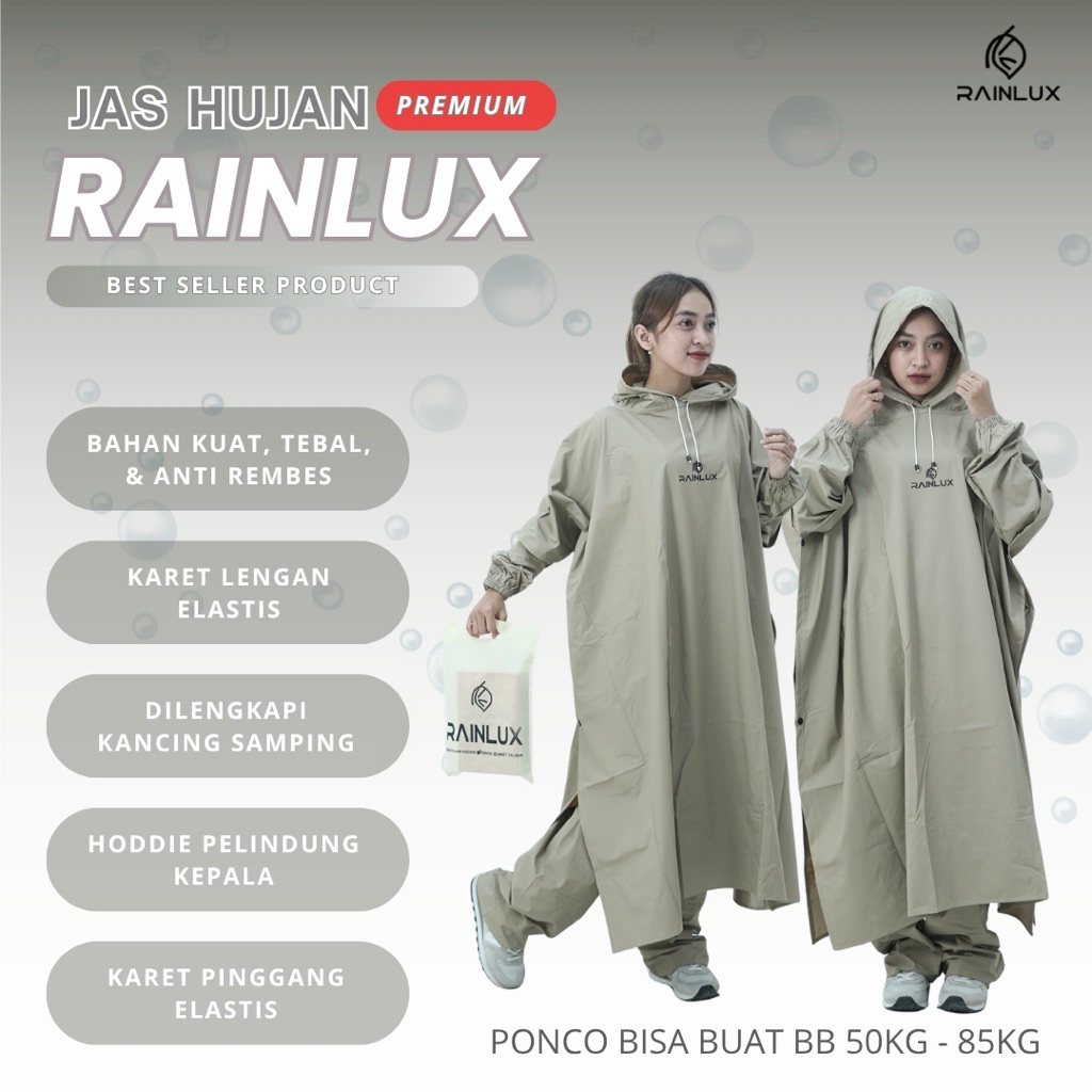 Has hujan Stelan jumbo Ponco celana Pria Wanita Bahan Pvc tebal