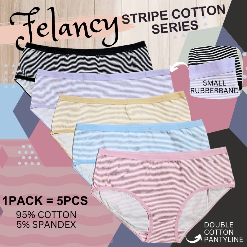 felancy stripe cotton panty pack/celana dalam wanita branded murah katun