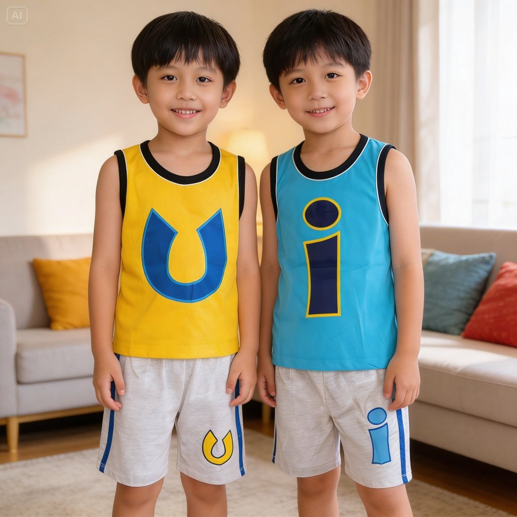SETELAN SINGLET ANAK UPIN DAN IPIN BAJU ANAK UPIN DAN IPIN / SETELAN ANAK UPIN IPIN