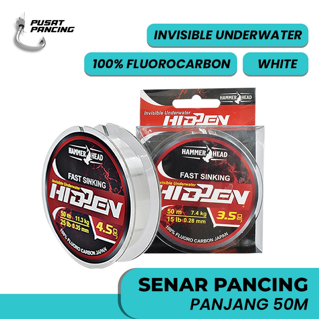 Senar Leader HAMMERHEAD HIDDEN Fluoro Carbon 100% 50Meter Transparant