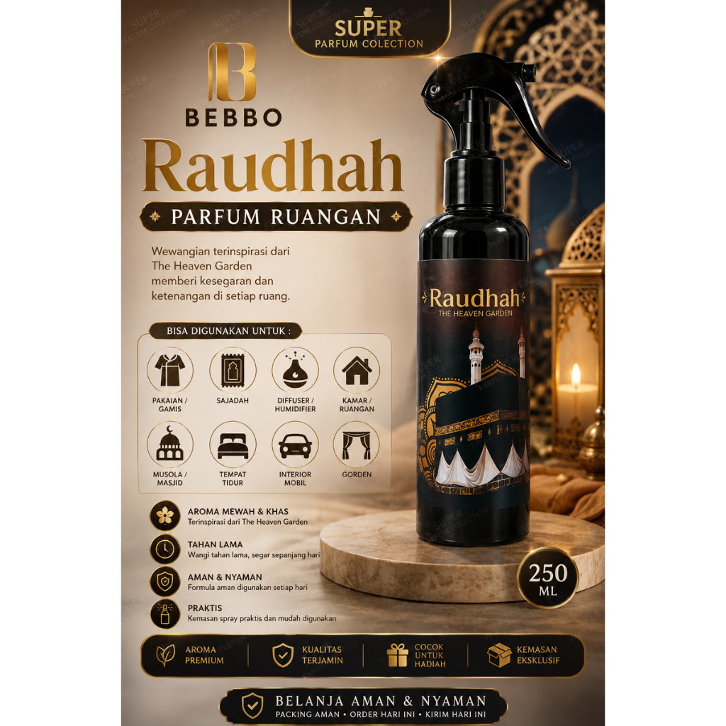 PARFUM ARAB RUANGAN RINDU KA'BAH - RAUDHAH (Efektif Membunuh virus)