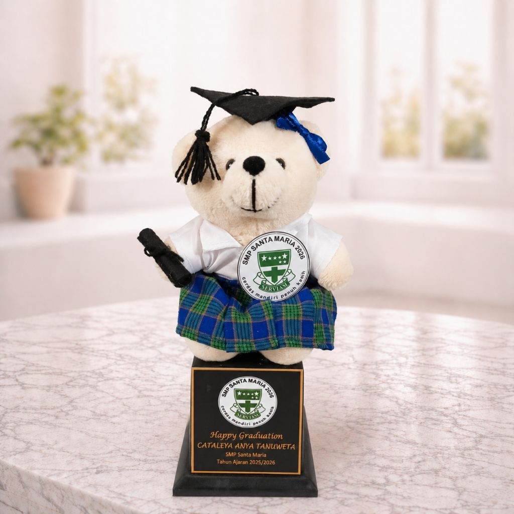 Piala Boneka Custom Seragam TK SD SMP SMA Santa Maria | Kado Wisuda Kelulusan Unik dan Menarik