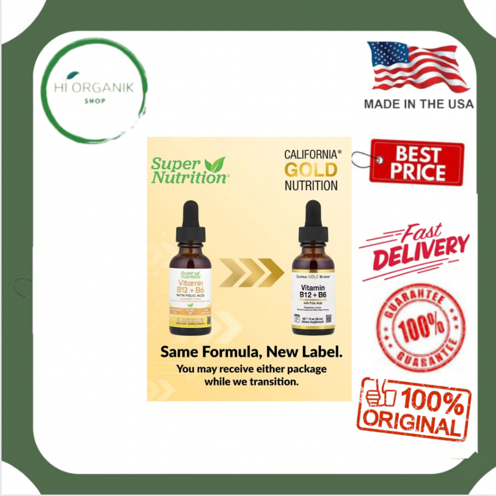 Super Nutrition California Gold Nutrition Vitamin B12 as Cyanocobalamin with Vitamin B6 and Folic Ac