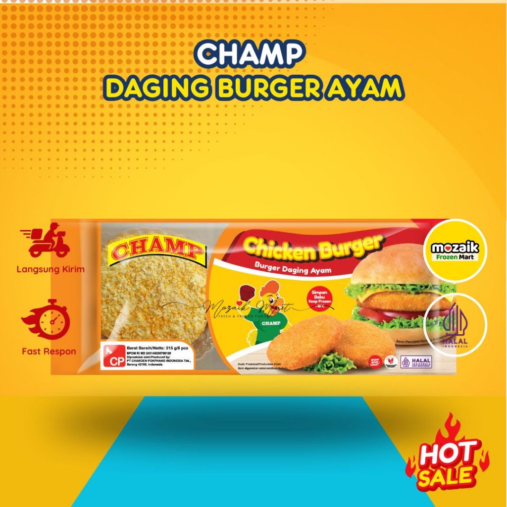 Burger Ayam Champ Frozen Mart Frozen Food Palembang 315gr