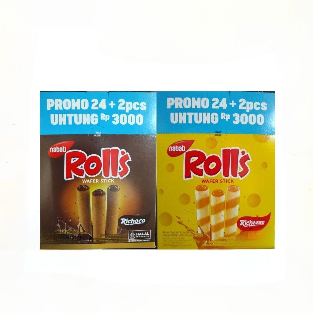 [PACK] NABATI ROLLS 500 ISI 24+2 PCS | ROLLS RICHEESE | ROLLS RICHOCO PACK