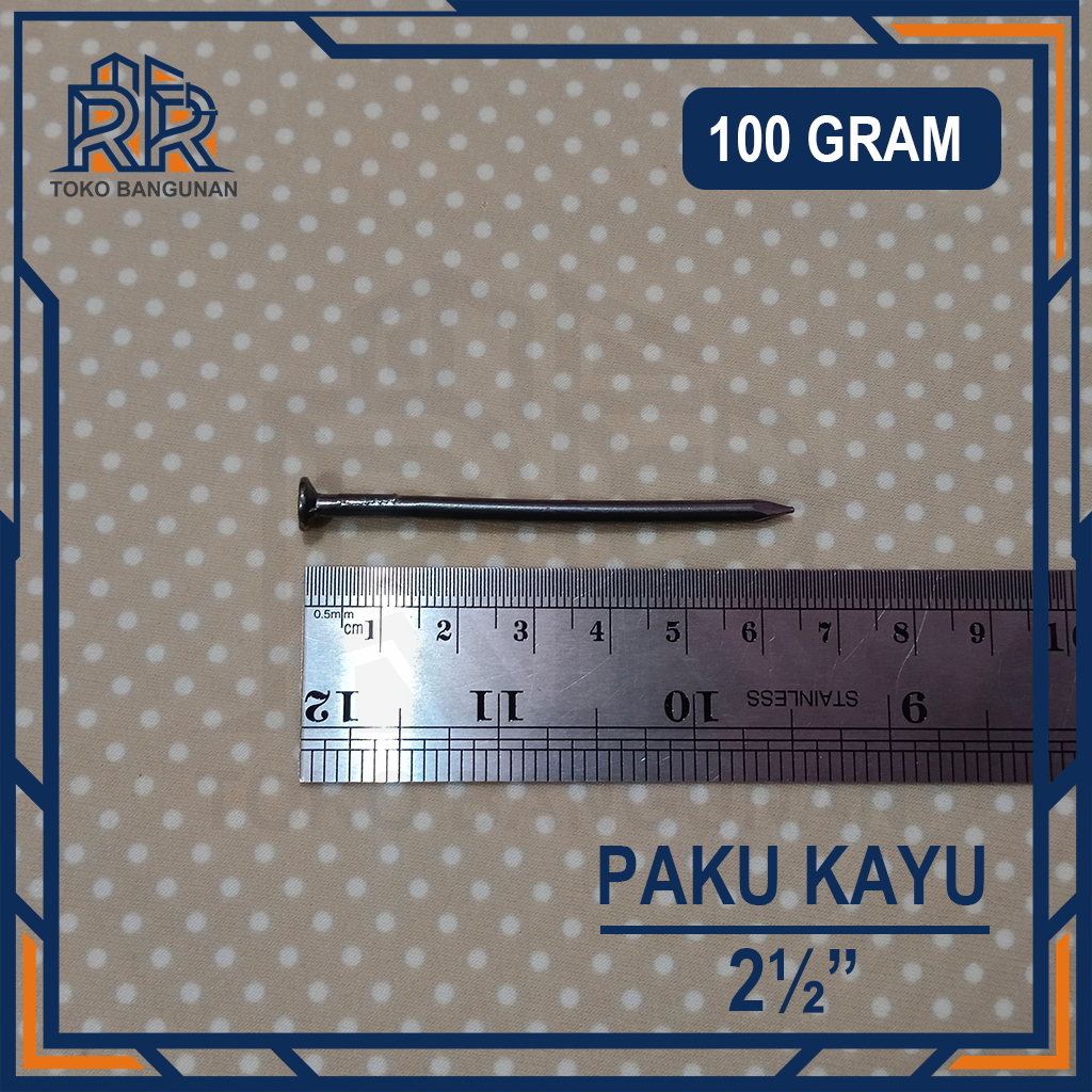 Paku Kayu 2 1/2 Inch (6.3 cm) Per 100 Gram 1 Ons Panda - Paku Usuk Tebal Kusen Jendela Pintu Besi