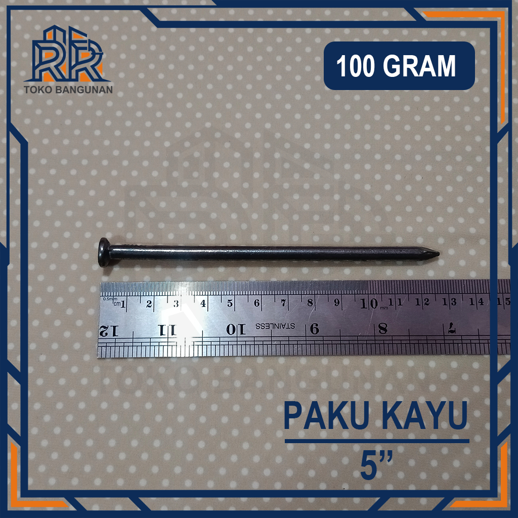 Paku Kayu 5 Inch (12.5 cm) Per 100 Gram 1 Ons Panda - Paku Besi Panjang Tiang Kayu Proyek Berat Awet
