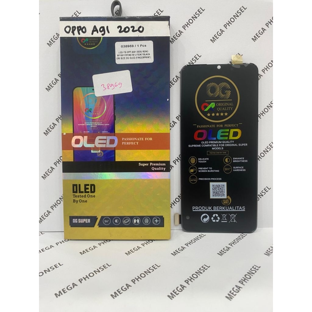 LCD FULLSET OPPO A91 2020/RENO 3/F15/F17/FIND X2 LITE/K7 BLACK ORI SIZE OG OLED(FINGERPRINT)