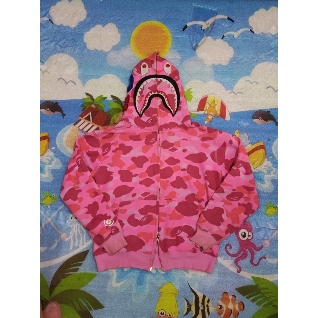 Bape Shark Pink Camo Hoodie Zipper