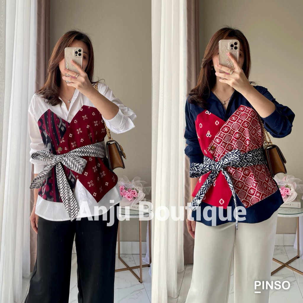 Olla Batik Combi Shirt | Kemeja Katun Batik Wanita