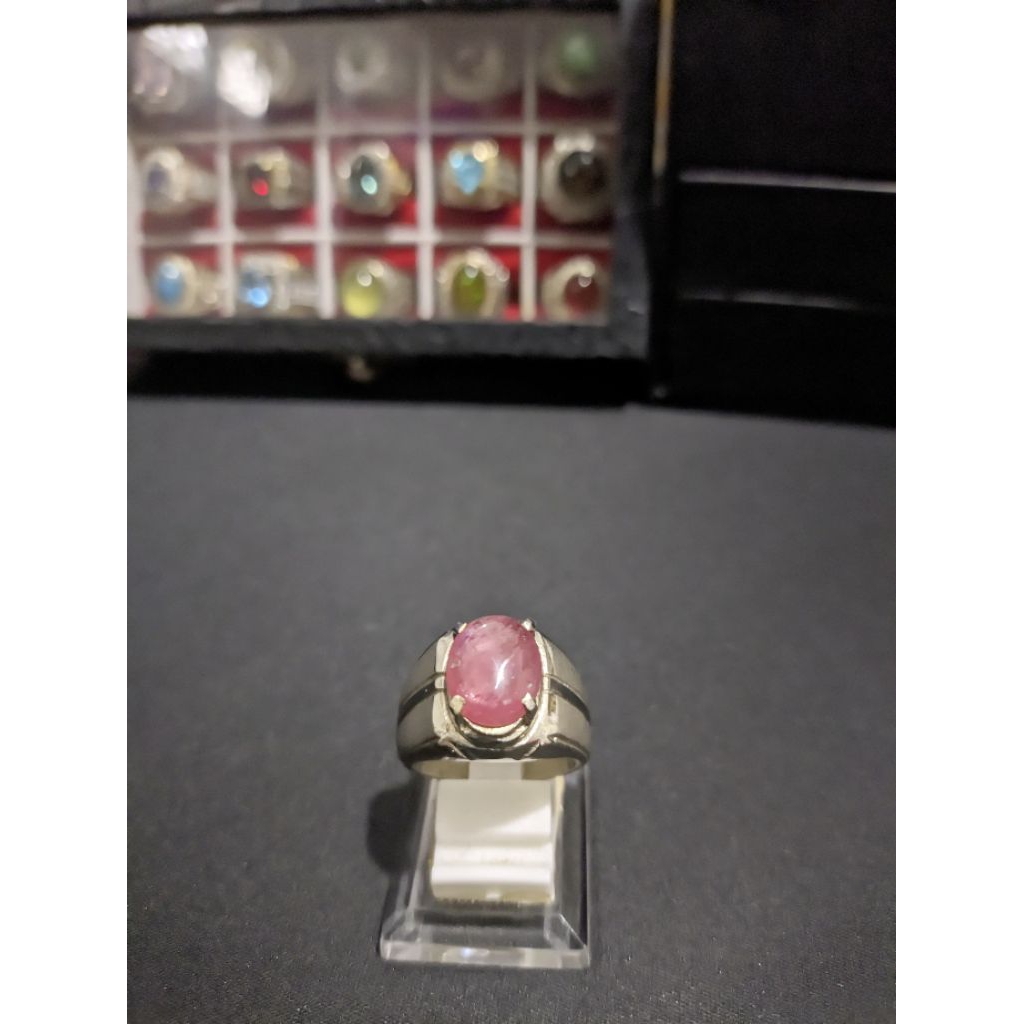 Batu Natural Ruby Red Pinkish Ruby Star 07