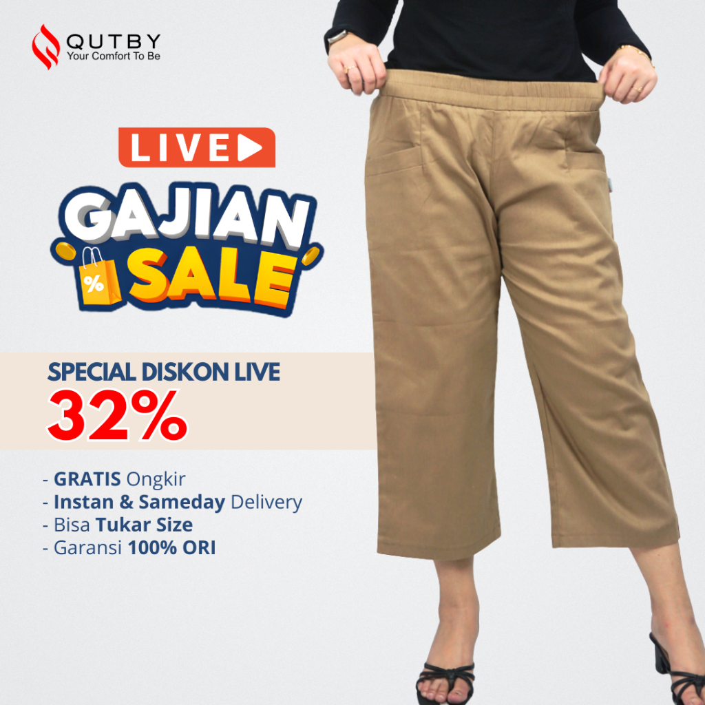 QUTBY - Celana Kulot Croped Korean Bahan Katun Twill Tebal