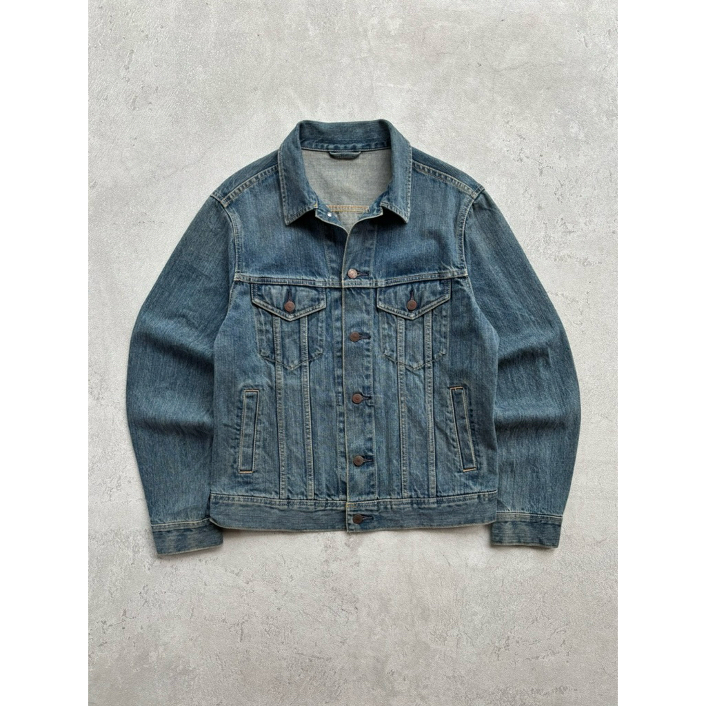 Vtg uniqlo trucker denim type III light blue jeans