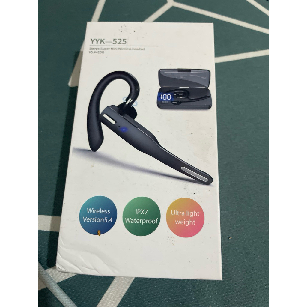 Headset Bluetooth Rotatable dengan Mikrofon - Model YYK-525, Warna Hitam
