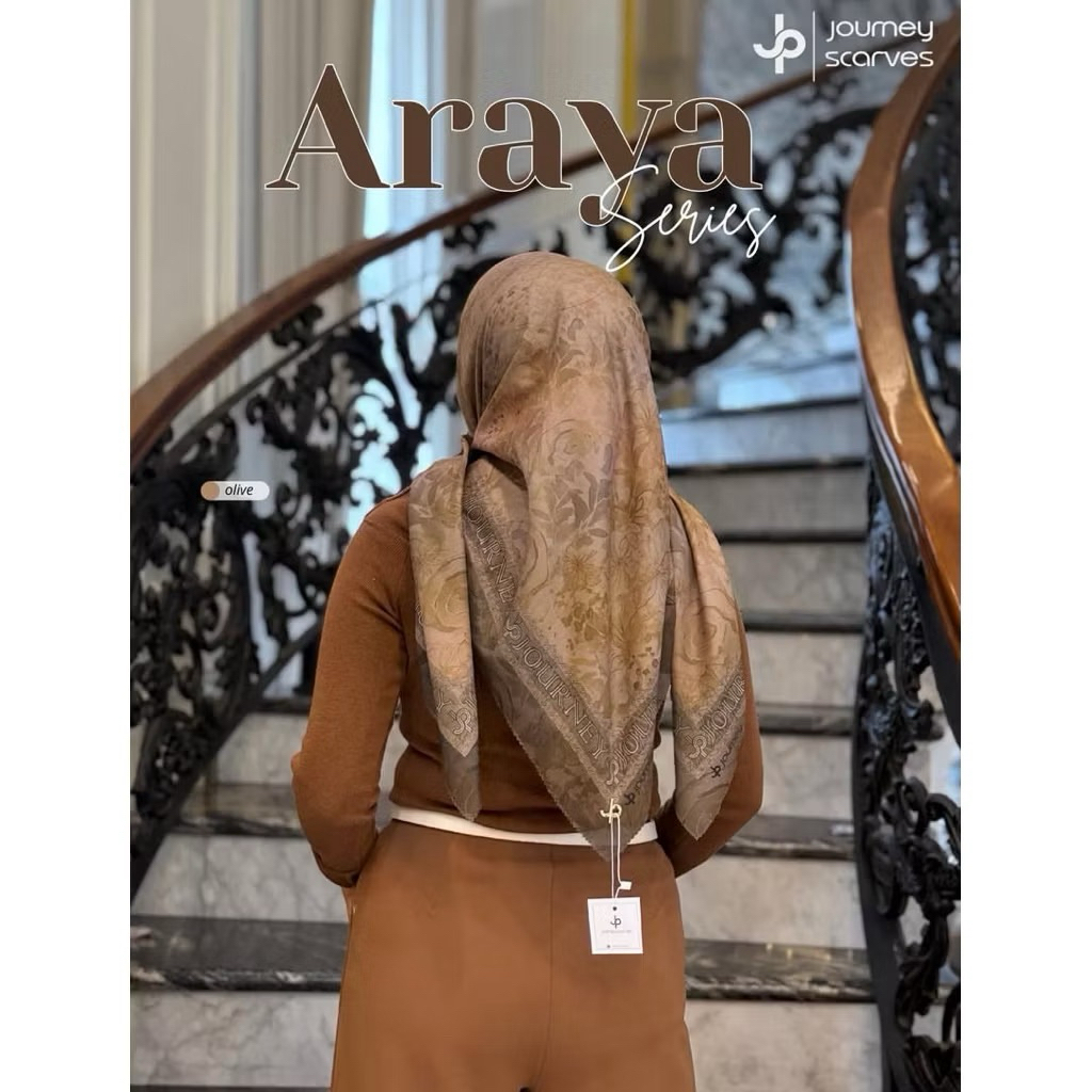 Segiempat Journey Araya kw Hijab Voal Motif Journey Jilbab Segi empat motif journey kw