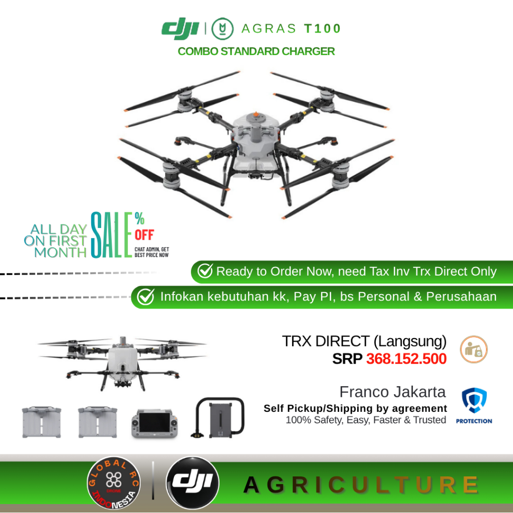 DJI Agras T100 Combo Standard Charger Drone Penyemprotan Pertanian Perkebunan