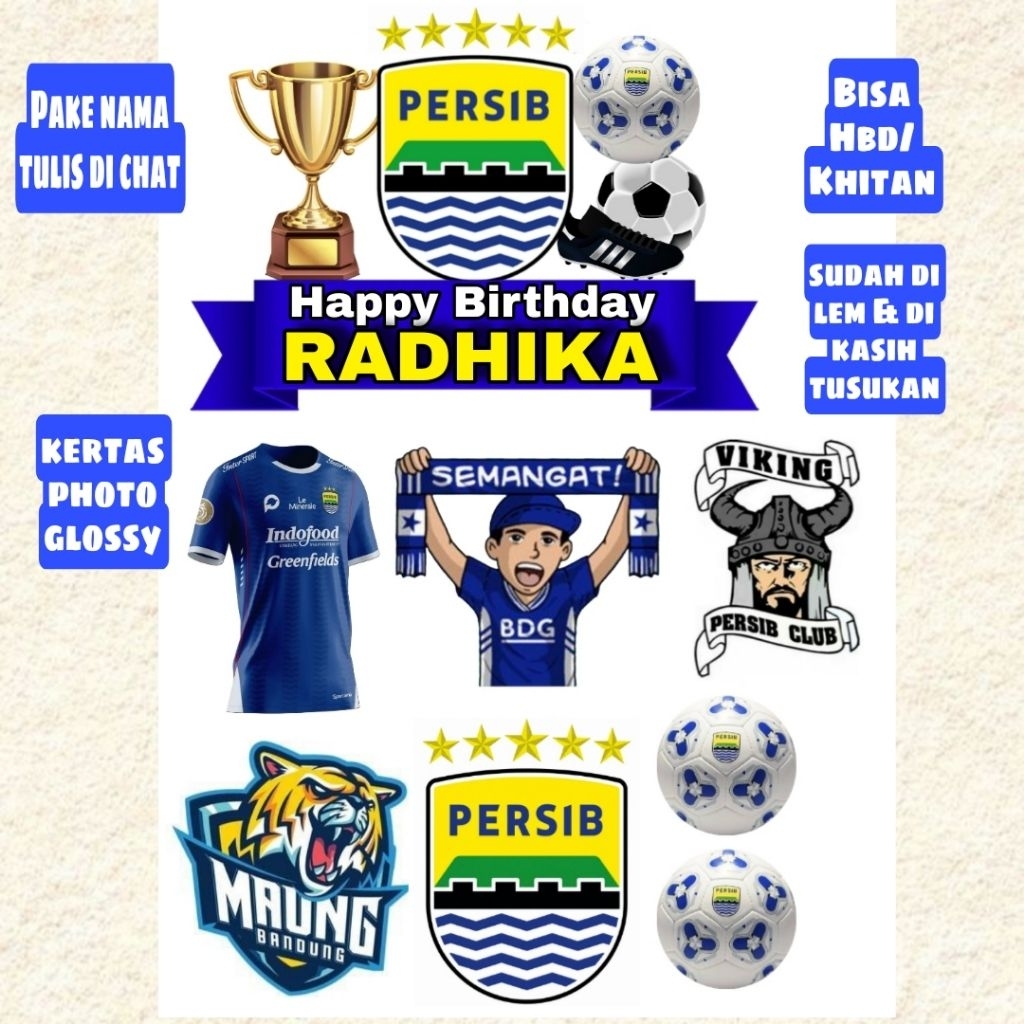 Topper cake kue sepakbola persija persib persebaya arema